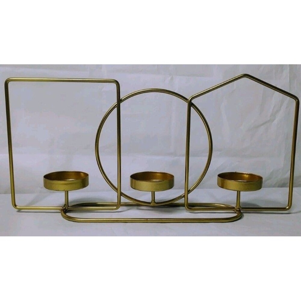 True Living Metal Candle Holder 3 Votive Holder Gold Geometric